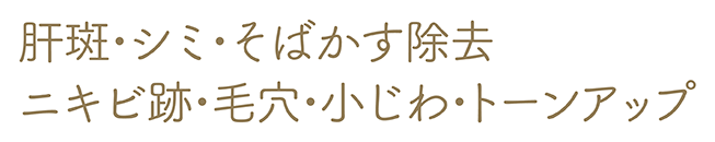 シミ・そばかす・肝斑除去 ニキビ跡・毛穴・小じわ・トーンアップ